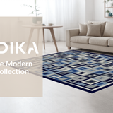 Ultra Soft Area Rug, Non Slip, Stain Resistant, Washable Area Rugs for Living Room, Bedroom, Sleek Abstract Blue Pattern(Gray)