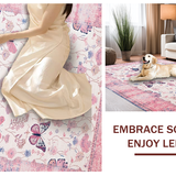Ultra Soft Area Rug, Non Slip, Stain Resistant, Washable Area Rugs for Living Room, Bedroom, Gentle Floral Curved Edge Creation(Pink)