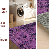 Ultra Soft Area Rug, Non Slip, Stain Resistant, Washable Area Rugs for Living Room, Bedroom, Stylish Transitional Symmetrical Elements(Purple)