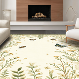 Ultra Soft Area Rug, Non Slip, Stain Resistant, Washable Area Rugs for Living Room, Bedroom, Stylish Ethereal Insect and Flora Blend(Ivory)