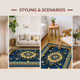 Ultra Soft Area Rug, Non Slip, Stain Resistant, Washable Area Rugs for Living Room, Bedroom, Sacred Golden Mandala Aesthetic(Gold)