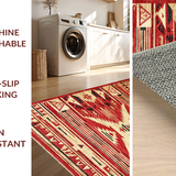 Ultra Soft Area Rug, Non Slip, Stain Resistant, Washable Area Rugs for Living Room, Bedroom, Rustic Distressed Earthy Tones(Red)