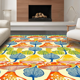 Ultra Soft Area Rug, Non Slip, Stain Resistant, Washable Area Rugs for Living Room, Bedroom, Artistic Retro Nature Pattern(Orange)