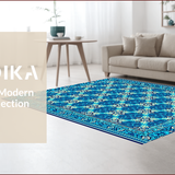 Ultra Soft Area Rug, Non Slip, Stain Resistant, Washable Area Rugs for Living Room, Bedroom, Vintage Blue Geometric Living Room Rug Washable(Blue)