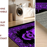 Ultra Soft Area Rug, Non Slip, Stain Resistant, Washable Area Rugs for Living Room, Bedroom, Mystical Skull Patterned Art(Purple)
