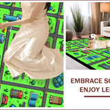 Ultra Soft Area Rug, Non Slip, Stain Resistant, Washable Area Rugs for Living Room, Bedroom, City-Themed Green Educational Playroom Carpet(Blue)