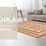 Ultra Soft Area Rug, Non Slip, Stain Resistant, Washable Area Rugs for Living Room, Bedroom, Warm Toned Tiled Aesthetic Piece(Orange)