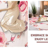 Ultra Soft Area Rug, Non Slip, Stain Resistant, Washable Area Rugs for Living Room, Bedroom, Vivid Rose Shaped Decor Accent(Pink)