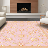 Ultra Soft Area Rug, Non Slip, Stain Resistant, Washable Area Rugs for Living Room, Bedroom, Stylish Vibrant Geometric Floral Elements(Pink)