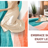 Ultra Soft Area Rug, Non Slip, Stain Resistant, Washable Area Rugs for Living Room, Bedroom, Bright Abstract Symmetrical Artwork(Orange)