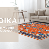 Ultra Soft Area Rug, Non Slip, Stain Resistant, Washable Area Rugs for Living Room, Bedroom, Colorful Cozy Retro Pattern(Orange)