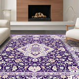 Ultra Soft Area Rug, Non Slip, Stain Resistant, Washable Area Rugs for Living Room, Bedroom, Vibrant Geometric Distressed Charm(Purple)