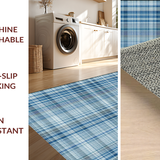 Ultra Soft Area Rug, Non Slip, Stain Resistant, Washable Area Rugs for Living Room, Bedroom, Rustic Gray Plaid Charm(Blue)