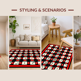 Ultra Soft Area Rug, Non Slip, Stain Resistant, Washable Area Rugs for Living Room, Bedroom, Dynamic Red and Black Scheme(Red)
