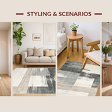 Ultra Soft Area Rug, Non Slip, Stain Resistant, Washable Area Rugs for Living Room, Bedroom, Sleek Geometric Soft Gray Palette(Gray)