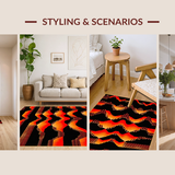 Ultra Soft Area Rug, Non Slip, Stain Resistant, Washable Area Rugs for Living Room, Bedroom, Sizzling Vibrant Lava Inspired Geometry(Red)