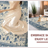 Ultra Soft Area Rug, Non Slip, Stain Resistant, Washable Area Rugs for Living Room, Bedroom, Elegant Soft Patterned Motif(Ivory)