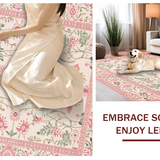 Ultra Soft Area Rug, Non Slip, Stain Resistant, Washable Area Rugs for Living Room, Bedroom, Elegant Vintage Rose Pattern(Pink)