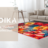 Ultra Soft Area Rug, Non Slip, Stain Resistant, Washable Area Rugs for Living Room, Bedroom, Stylish Tropical Garden Aesthetic(Red)