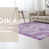 Ultra Soft Area Rug, Non Slip, Stain Resistant, Washable Area Rugs for Living Room, Bedroom, Stylish Curved Linear Motif(Purple)