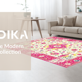 Ultra Soft Area Rug, Non Slip, Stain Resistant, Washable Area Rugs for Living Room, Bedroom, Vibrant Retro Flower Composition(White)