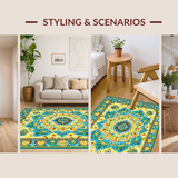 Ultra Soft Area Rug, Non Slip, Stain Resistant, Washable Area Rugs for Living Room, Bedroom, Intricate Geometric Artistry Piece(Yellow)