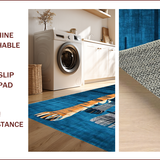 Ultra Soft Area Rug, Non Slip, Stain Resistant, Washable Area Rugs for Living Room, Bedroom, Modern Dark Blue Animal Motif(Orange)