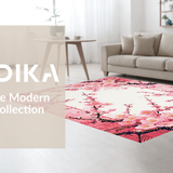 Ultra Soft Area Rug, Non Slip, Stain Resistant, Washable Area Rugs for Living Room, Bedroom, Serene White Floral Tiled Pattern(Pink)