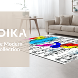 Ultra Soft Area Rug, Non Slip, Stain Resistant, Washable Area Rugs for Living Room, Bedroom, Contemporary Colorful Graffiti Motif(Blue)