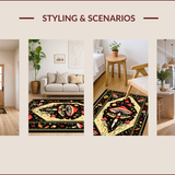 Ultra Soft Area Rug, Non Slip, Stain Resistant, Washable Area Rugs for Living Room, Bedroom, Rustic Earthy Moth Imagery Design(Black)