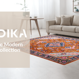 Ultra Soft Area Rug, Non Slip, Stain Resistant, Washable Area Rugs for Living Room, Bedroom, Stylish Bright Colorful Medallion(Orange)