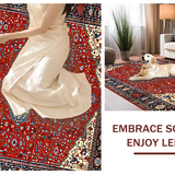 Ultra Soft Area Rug, Non Slip, Stain Resistant, Washable Area Rugs for Living Room, Bedroom, Sophisticated Ethnic Diamond Composition(Red)