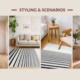 Ultra Soft Area Rug, Non Slip, Stain Resistant, Washable Area Rugs for Living Room, Bedroom, Bold Stripe Entryway Area Rug Black and White Patterned(Black)