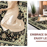 Ultra Soft Area Rug, Non Slip, Stain Resistant, Washable Area Rugs for Living Room, Bedroom, Rustic Traditional Tiled Motif(Black)