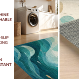 Ultra Soft Area Rug, Non Slip, Stain Resistant, Washable Area Rugs for Living Room, Bedroom, Whale and Octopus Themed Runner Rug with Tranquil Oceanic Swirls and Fish Motifs(Blue)