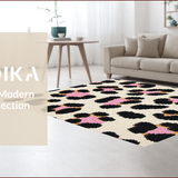 Ultra Soft Area Rug, Non Slip, Stain Resistant, Washable Area Rugs for Living Room, Bedroom, Rustic Leopard Print Living Room Rug(Beige)