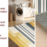 Ultra Soft Area Rug, Non Slip, Stain Resistant, Washable Area Rugs for Living Room, Bedroom, Sleek Modern Geometric Fusion(Gold)