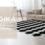 Ultra Soft Area Rug, Non Slip, Stain Resistant, Washable Area Rugs for Living Room, Bedroom, Luxurious Minimalist Geometric Rug(Black)