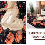 Ultra Soft Area Rug, Non Slip, Stain Resistant, Washable Area Rugs for Living Room, Bedroom, Ethereal Floral Ghost Motif(Red)