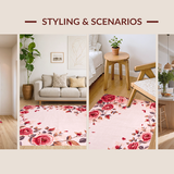 Ultra Soft Area Rug, Non Slip, Stain Resistant, Washable Area Rugs for Living Room, Bedroom, Vibrant Rosebud Textured Delight(Pink)