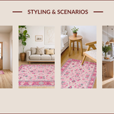 Ultra Soft Area Rug, Non Slip, Stain Resistant, Washable Area Rugs for Living Room, Bedroom, Whimsical Heart Motif Decor(Pink)