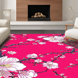 Ultra Soft Area Rug, Non Slip, Stain Resistant, Washable Area Rugs for Living Room, Bedroom, Charming Floral Watercolor Aesthetic(Pink)