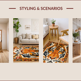 Ultra Soft Area Rug, Non Slip, Stain Resistant, Washable Area Rugs for Living Room, Bedroom, Cozy Camel Ethnic Print(Orange)