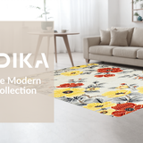 Ultra Soft Area Rug, Non Slip, Stain Resistant, Washable Area Rugs for Living Room, Bedroom, Rustic Vibrant Bloom Arrangement(Yellow)