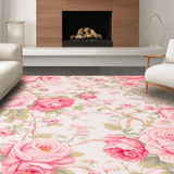Ultra Soft Area Rug, Non Slip, Stain Resistant, Washable Area Rugs for Living Room, Bedroom, Whimsical Light Pink Floral Fantasy(Pink)