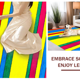 Ultra Soft Area Rug, Non Slip, Stain Resistant, Washable Area Rugs for Living Room, Bedroom, Eclectic Striped Rainbow Vibe(Red)