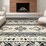 Ultra Soft Area Rug, Non Slip, Stain Resistant, Washable Area Rugs for Living Room, Bedroom, Rustic Striped Patterned Rug(Black)