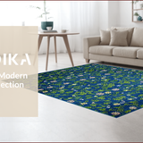 Ultra Soft Area Rug, Non Slip, Stain Resistant, Washable Area Rugs for Living Room, Bedroom, Vibrant Earthy Tones Geometric Layout(Blue)