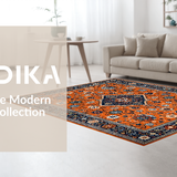 Ultra Soft Area Rug, Non Slip, Stain Resistant, Washable Area Rugs for Living Room, Bedroom, Bold Mediterranean Abstract Aesthetic(Orange)