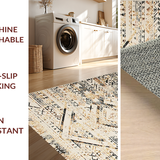 Ultra Soft Area Rug, Non Slip, Stain Resistant, Washable Area Rugs for Living Room, Bedroom, Rustic Warm Mocha Lattice Style(Beige)